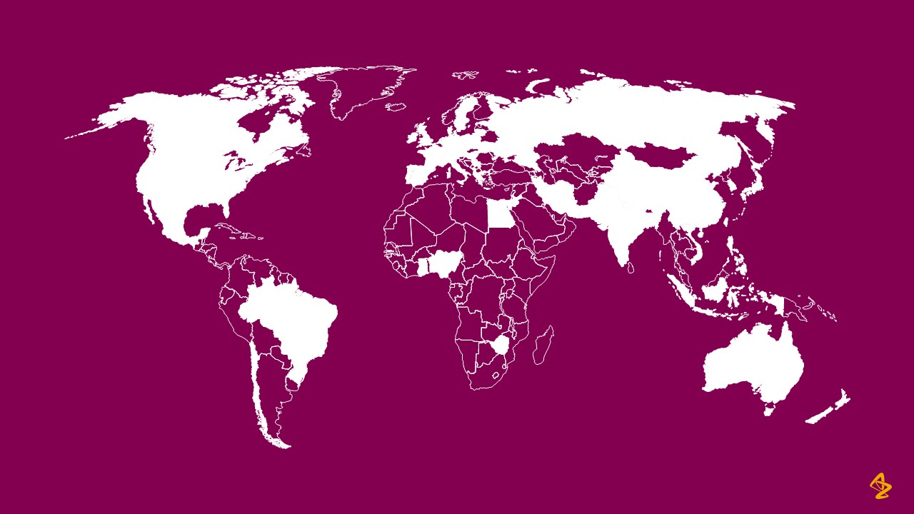 World map showing origins of AstraZeneca postdocs across over 50 countries.